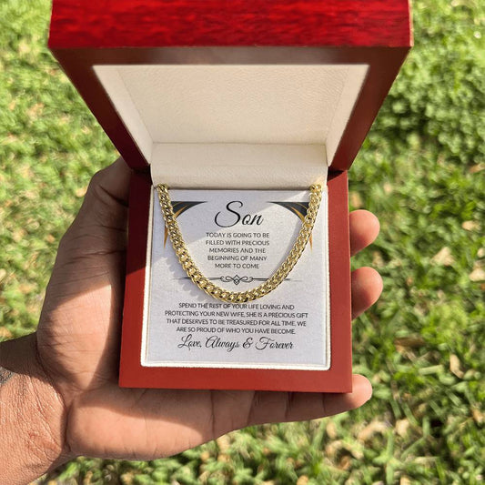 Son Gold Cuban Link Chain Necklace In Luxury Box With LED Light - today is going to be filled with precious memories | Ragtag Gifts