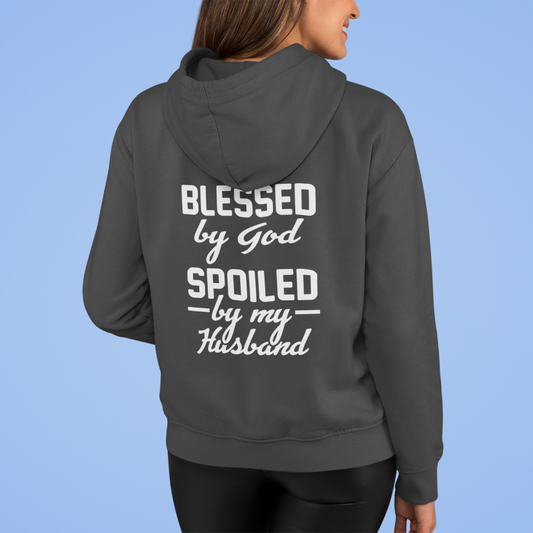 Full Zip Hoodie With A Faith Design, "Blessed By God"