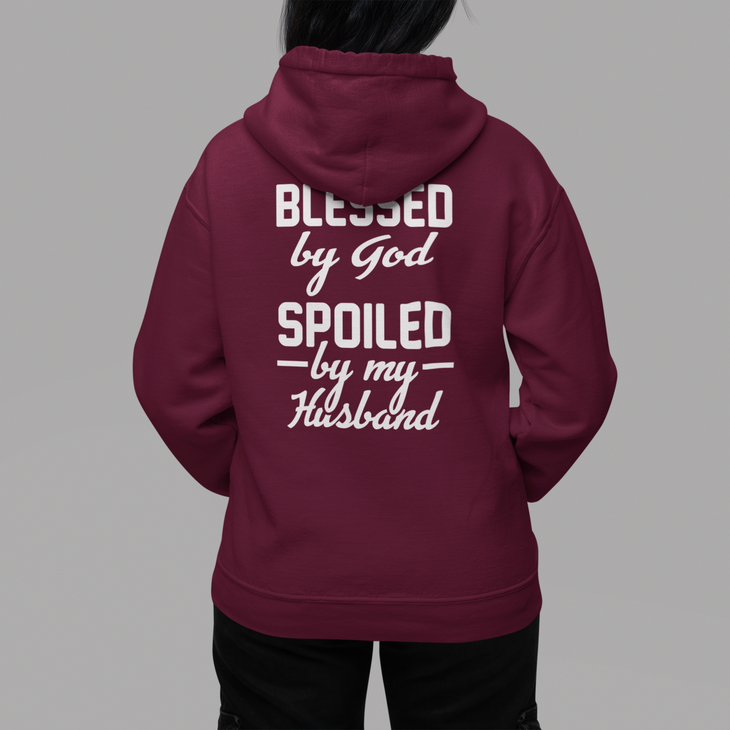 Full Zip Hoodie With A Faith Design, "Blessed By God"