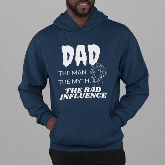 Pullover Hoodie With Funny Design, "Dad, The Man, The Myth"