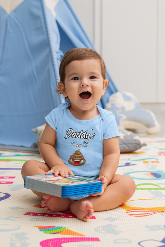 Infant Jersey Onesie With Funny Design, "Daddy's Funny Lil Emoji"