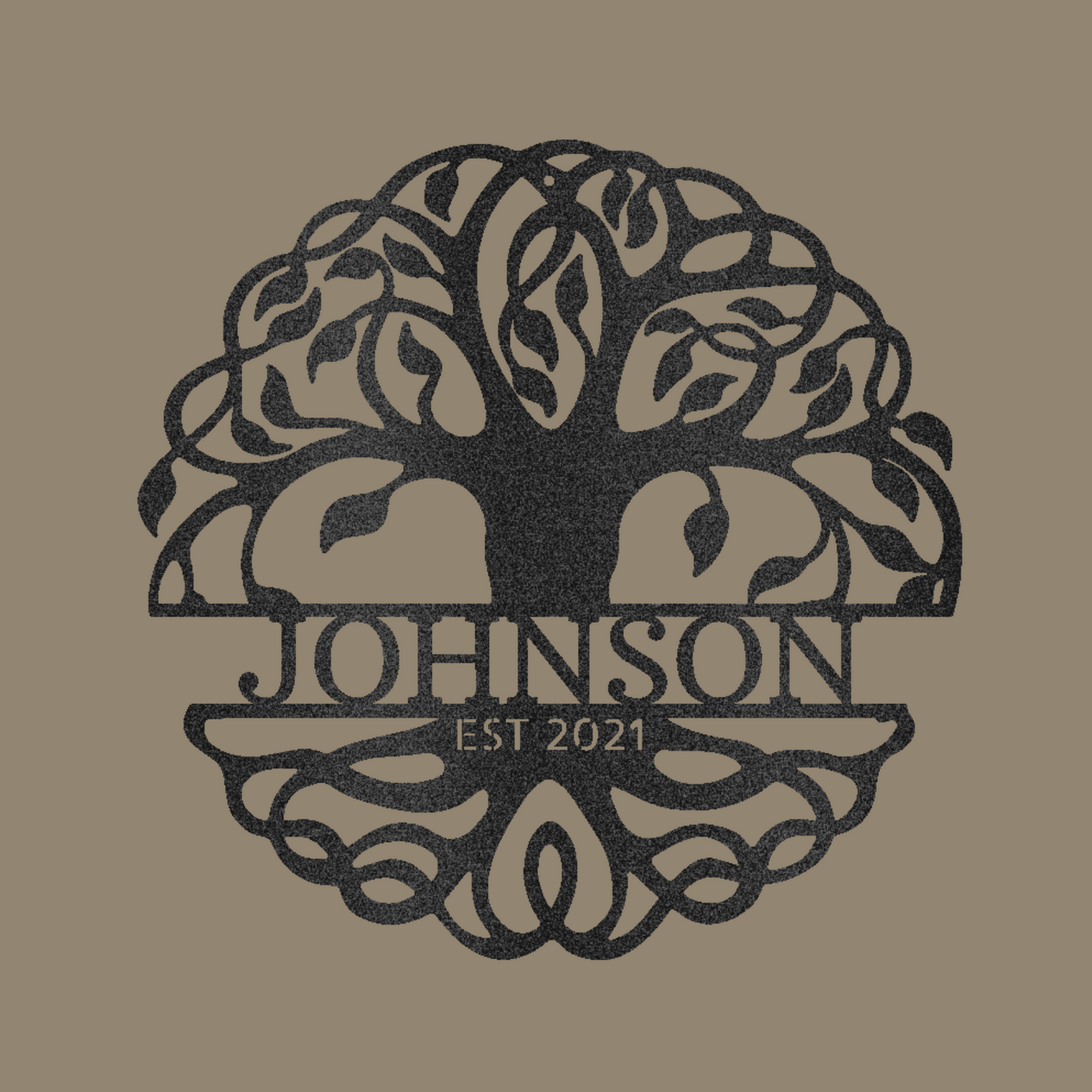 Custom Made Metal Signs Fancy Tree of Life Monogram