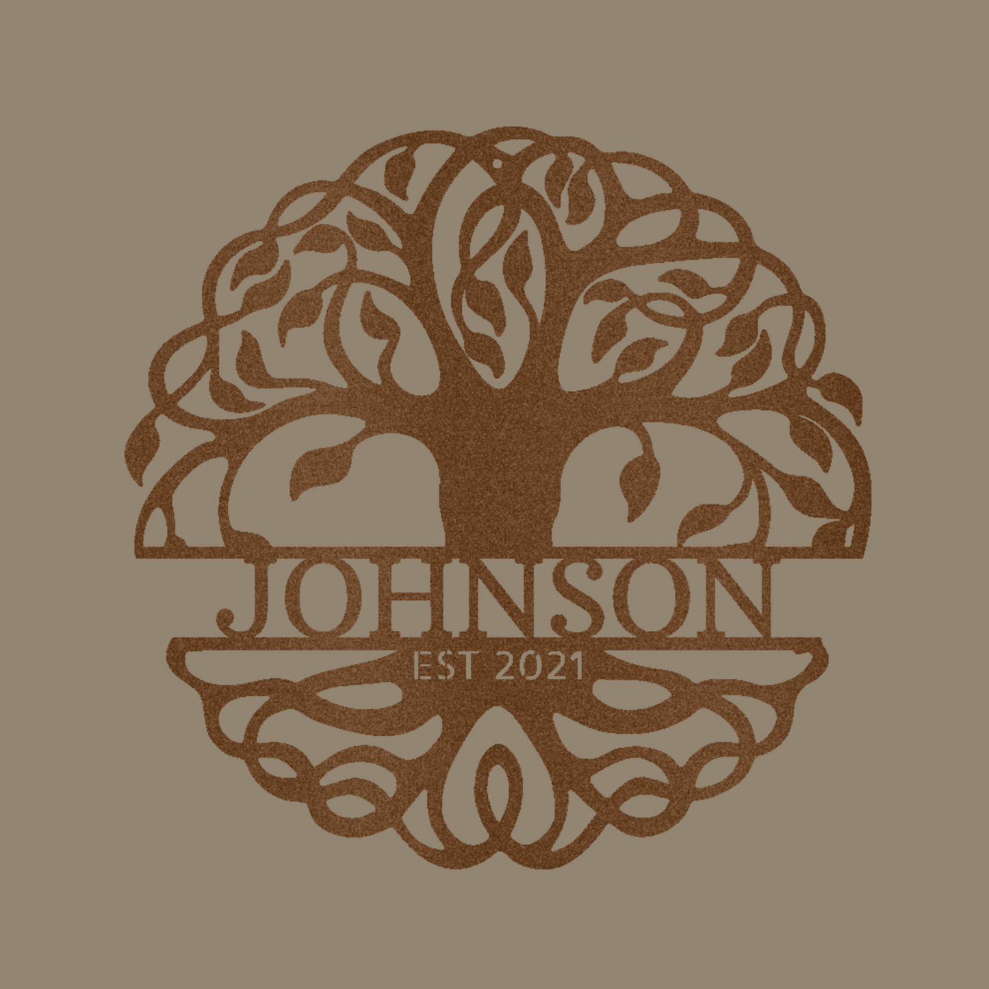 Custom Made Metal Signs Fancy Tree of Life Monogram