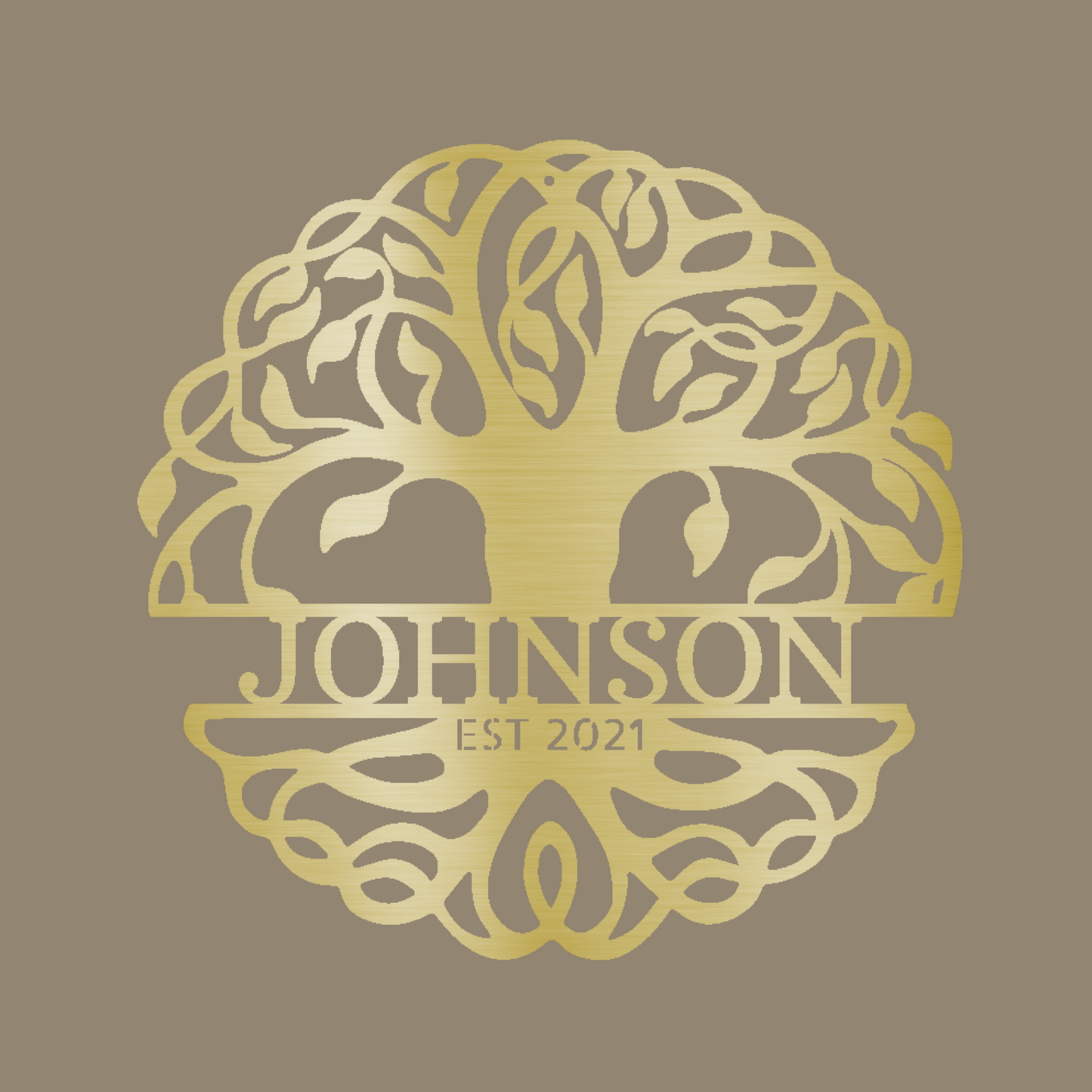 Custom Made Metal Signs Fancy Tree of Life Monogram