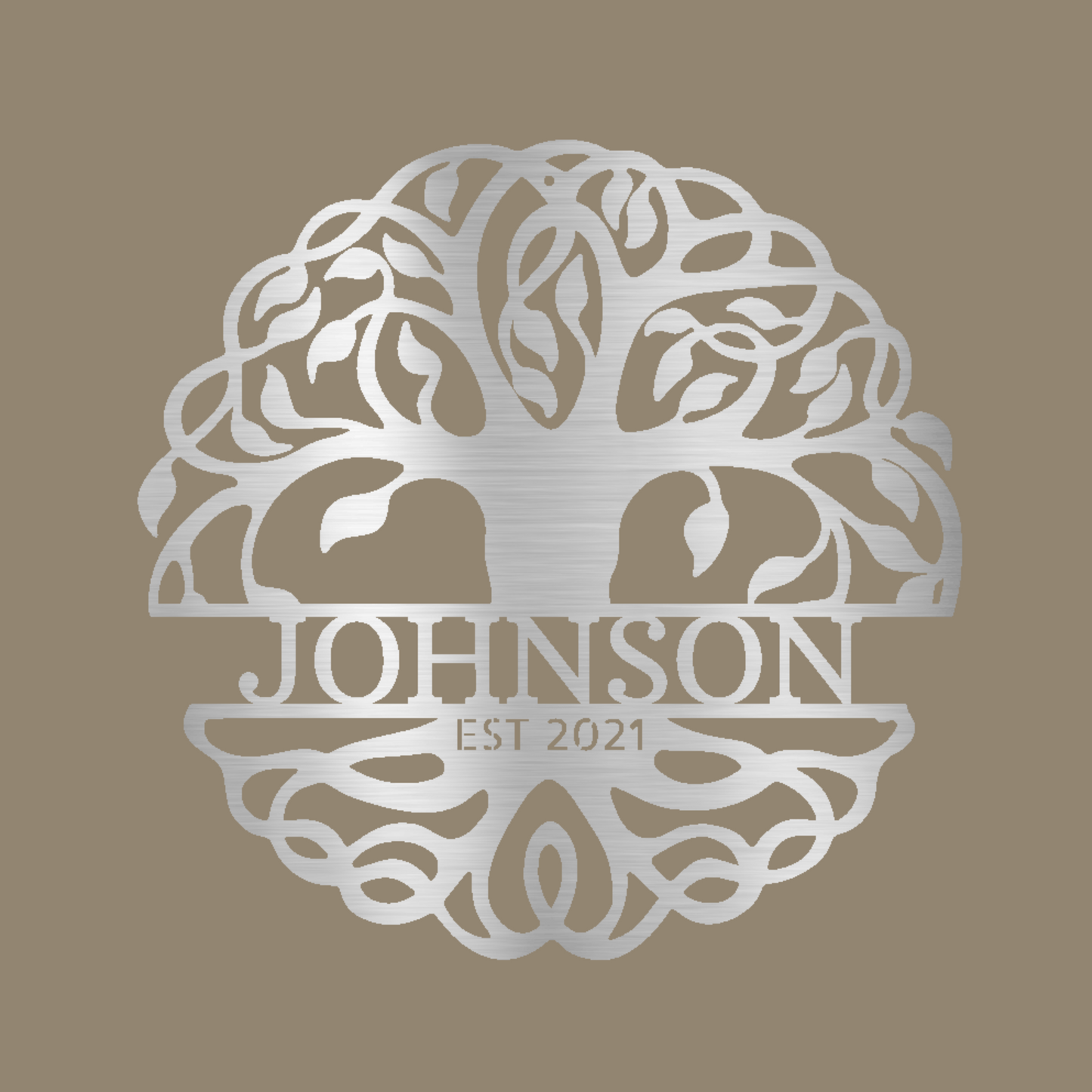 Custom Made Metal Signs Fancy Tree of Life Monogram