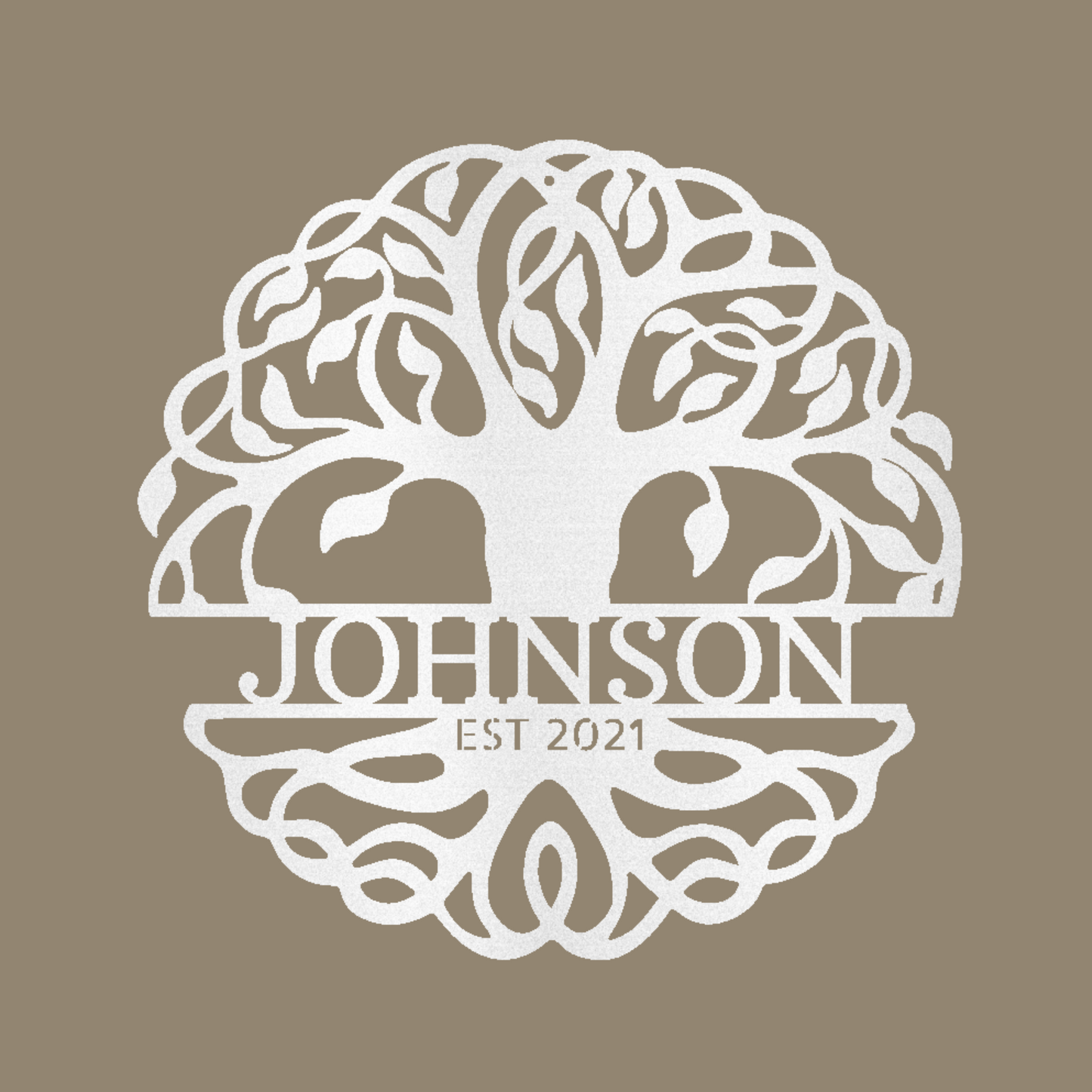 Custom Made Metal Signs Fancy Tree of Life Monogram