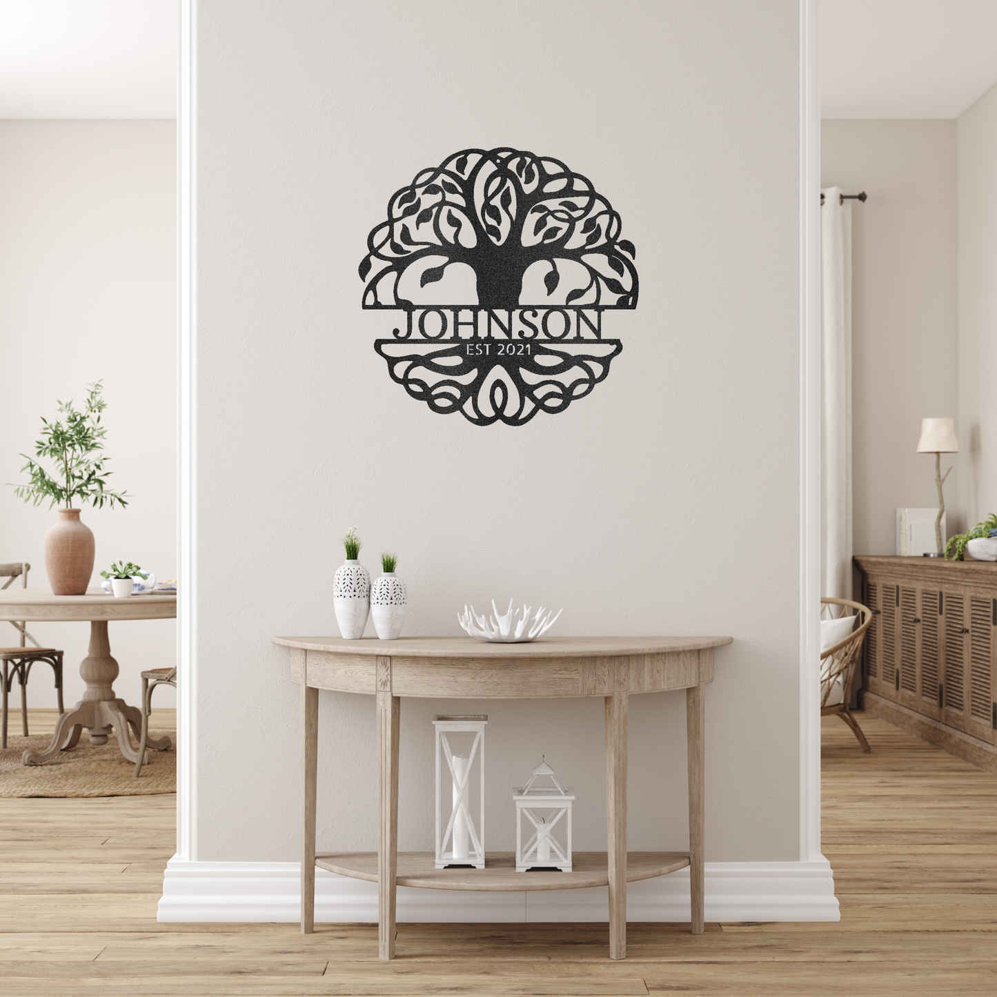 Custom Made Metal Signs Fancy Tree of Life Monogram