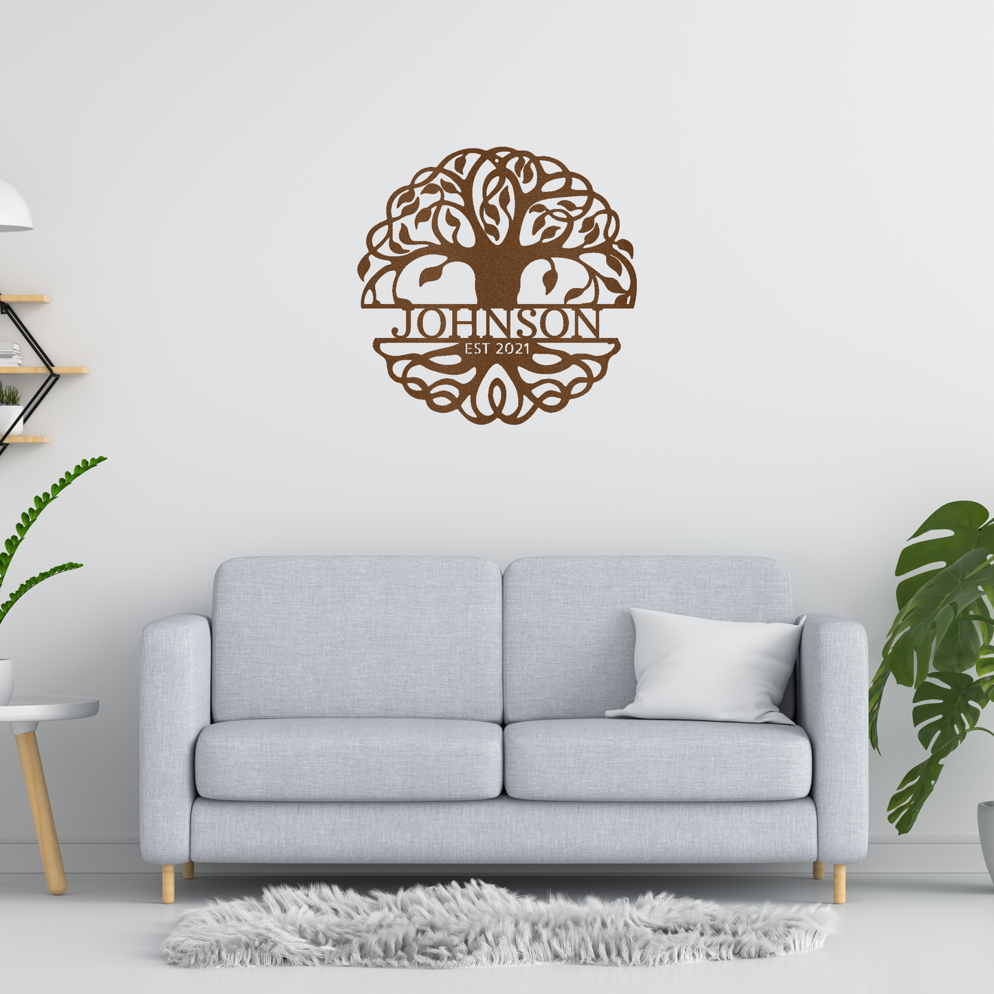 Custom Made Metal Signs Fancy Tree of Life Monogram