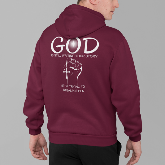 Full Zip Hoodie With Faith Design, "God Is Writing Your Story"