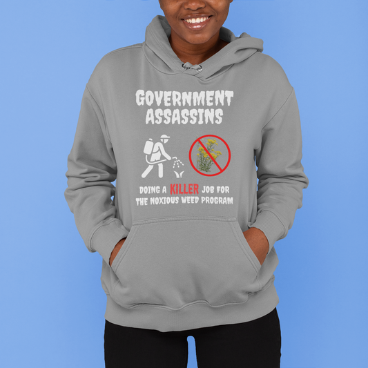 Pullover Hoodie With Funny Design, "Government Assassins"