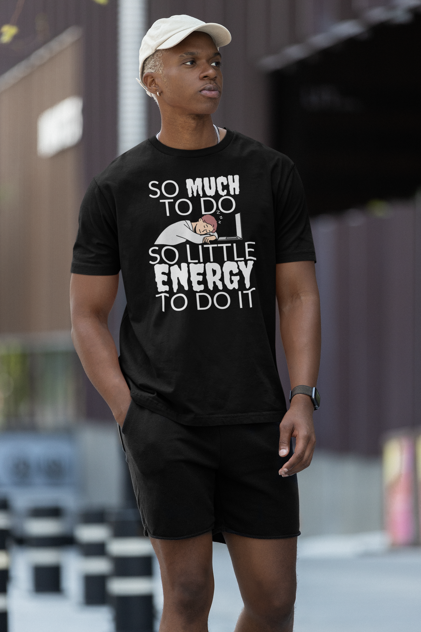 Cotton Tshirt with Funny Quote - So Little Energy