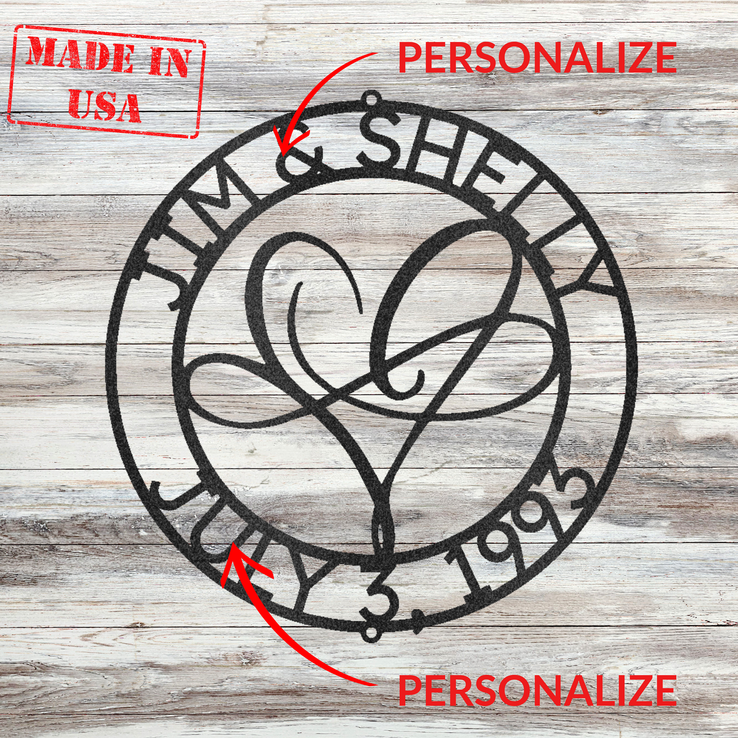 Custom Made Metal Signs Infinite Love Monogram