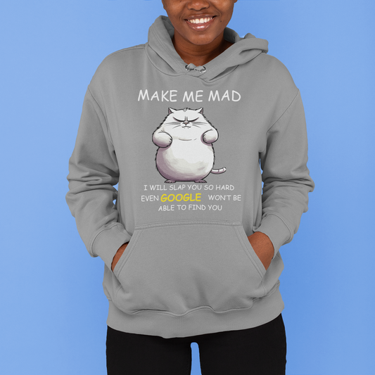 Pullover Hoodie With Funny Design, "Make Me Mad"