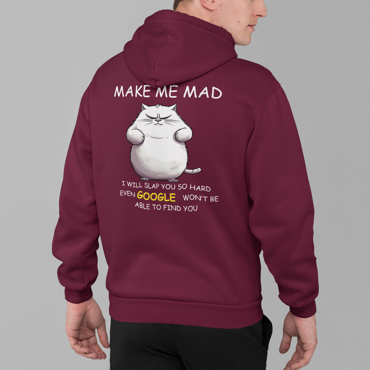 Full Zip Hoodie With Funny Design, "Make Me Mad"