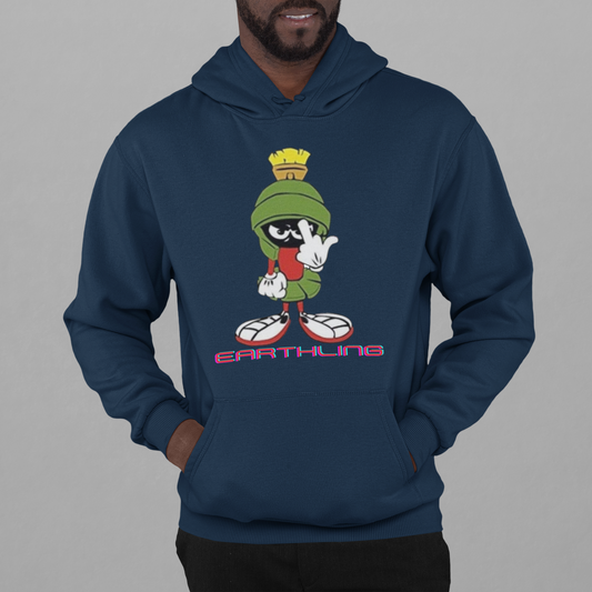 Pullover Hoodie With Funny Design, "Marvin's Earthling"