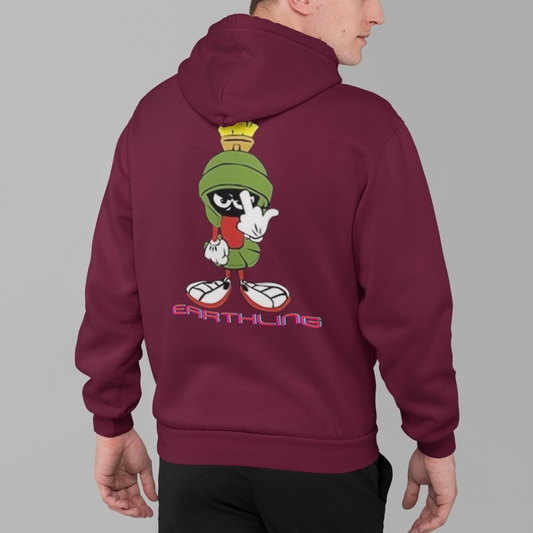 Full Zip Hoodie With Funny Design, "Marvin's Earthling"