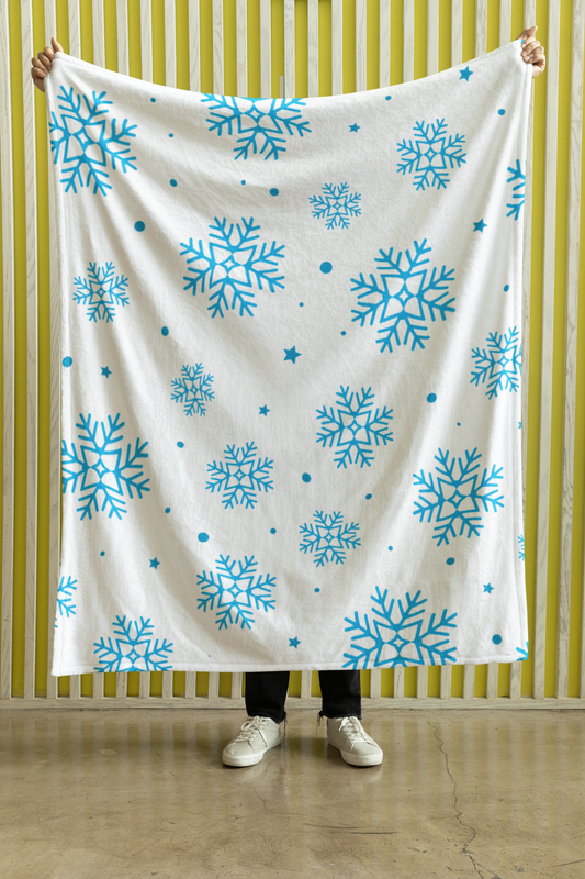 Christmas Blue Snowflake Premium Sherpa Blanket 50x60