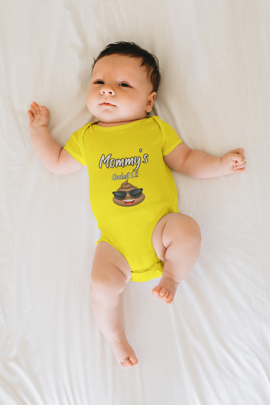 Infant Jersey Onesie With Funny Design, "Mommy's Coolest Lil Emoji"