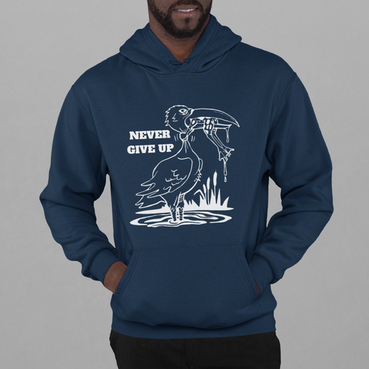 Pullover Hoodie With Uplifting Design, "Never Give Up"