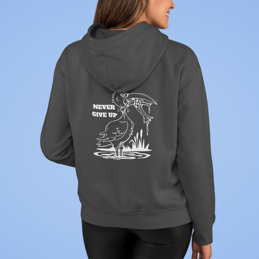 Full Zip Hoodie With Uplifting Design, "Never Give Up"