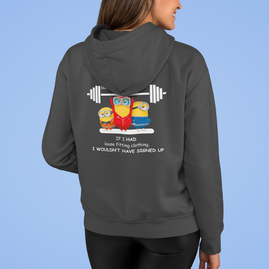 Full Zip Hoodie With Funny Design, "Signed Up For Exercise Class"