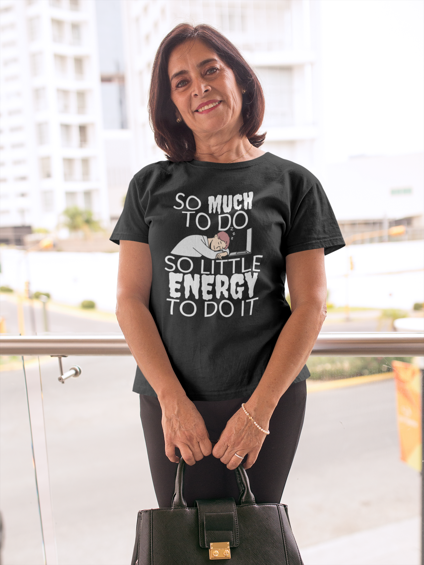 Cotton Tshirt with Funny Quote - So Little Energy