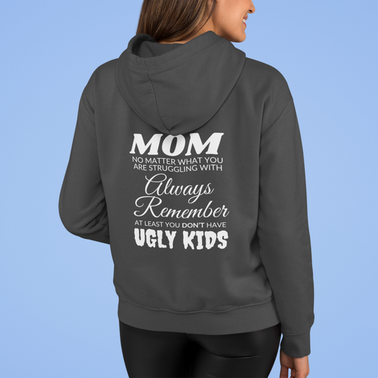 Full Zip Up Hoodie With Funny Design, "Ugly Kids"