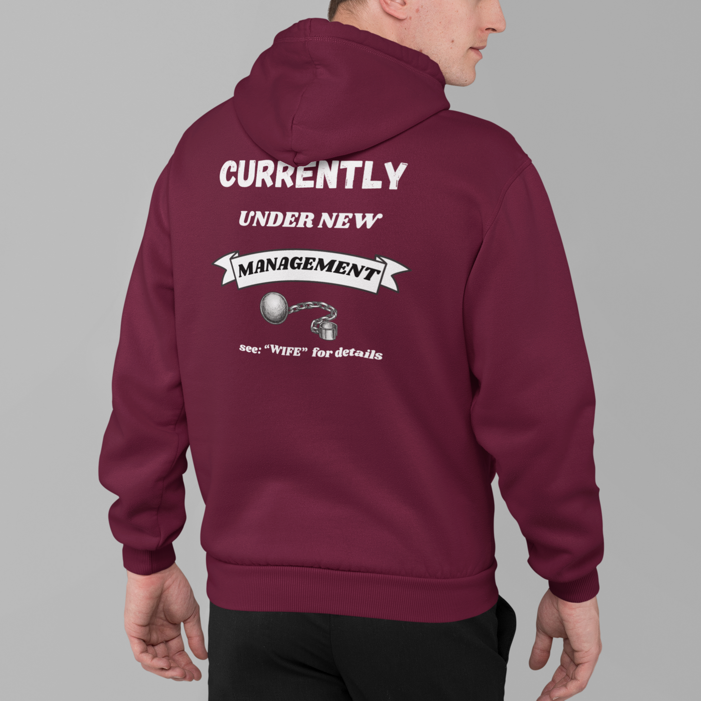 Full Zip Hoodie With Funny Design, "Currently Under New Management"