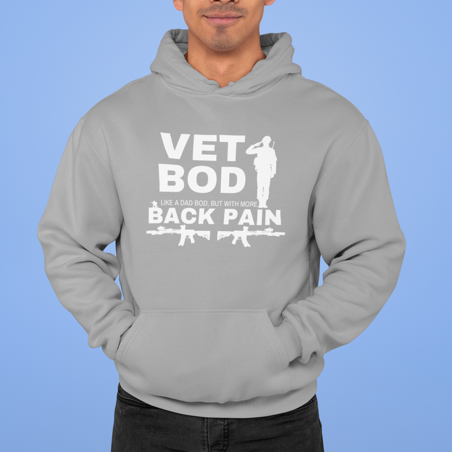 Pullover Hoodie With Funny Design, "Vet Bod"