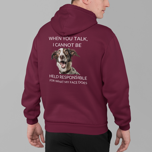 Full Zip Hoodie With Funny Design, "When You Talk"